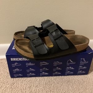 Birkenstock Arizona 39 Black Leather Sandals Slide